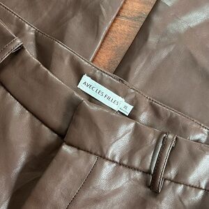 Anthropologie Avec Les filles brown vegan leather pants